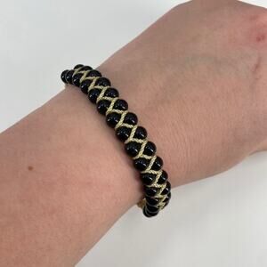 Black stone drawstring bracelet